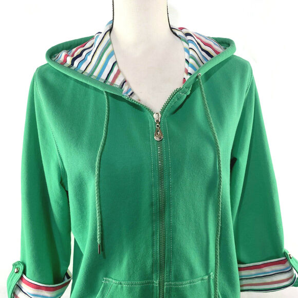Silver Wear Lightweight Zip Up Jacket Women's Size Large Green 3/4 Sleeves - Picture 2 of 7